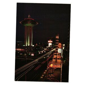 Landmark Hotel Casino Strip Night Lights Gambling Vacation Vintage Postcard